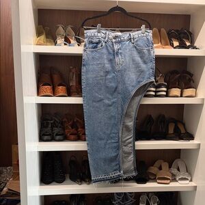 Zara Blue Denim A-Line Skirt